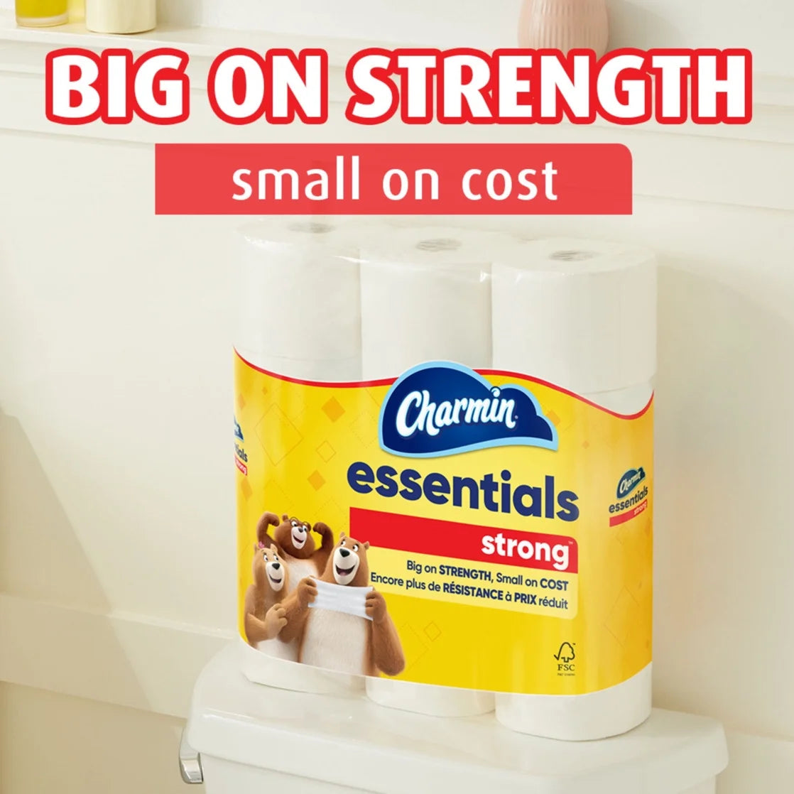 Essentials Strong Toilet Paper 6 Mega Rolls, 429 Sheets per Roll