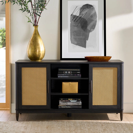 Springwood Cane TV Stand for Tv'S up to 65", Light Honey Finish