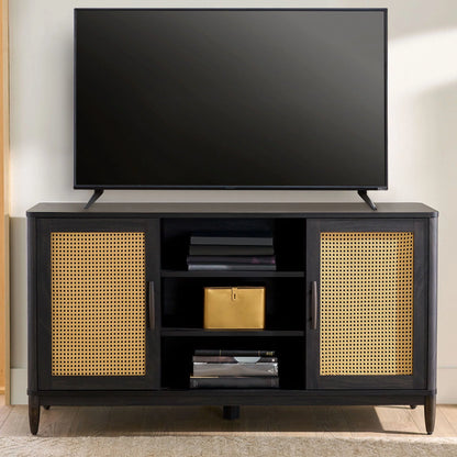 Springwood Cane TV Stand for Tv'S up to 65", Light Honey Finish
