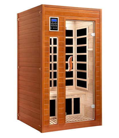 1-2 Person Infrared Sauna, Dry Heat Sauna with Red Light Therapy, Bluetooth, Radio, 7-Color Therapy Light for Home, Indoor, Gym, Wellness Center, 40″ x 36″ x 73″